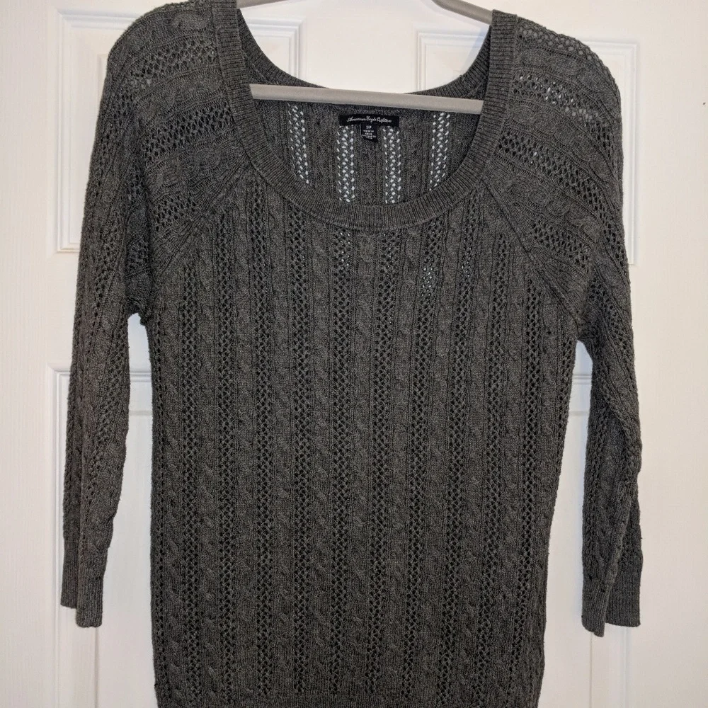 Gray cable knit sweater